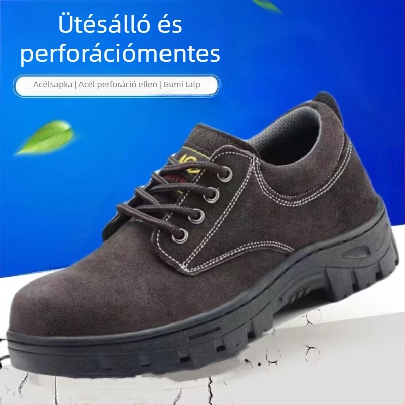 Zhenpeng Munkavédelmi cipő acélorrúval, ütés- és átszúrás elleni védelemmel, bőr felsőrész, alacsony fazon, modell 613, Zhenpeng