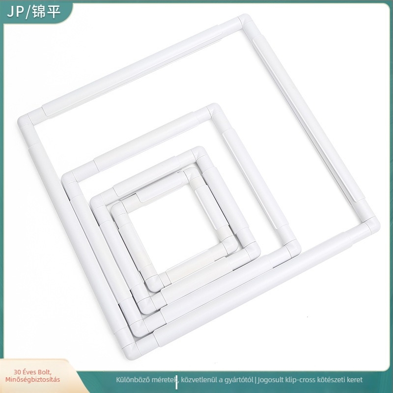 Klip-pontos négyzet alakú műanyag hímzőkeret keresztszemeshez – minimalist DIY hímzőeszköz