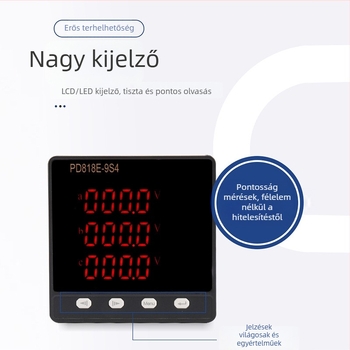 PD818E-9S4 Háromfázisú többfunkciós digitális teljesítménymérő, ampermérő és voltmérő, Rolandfu