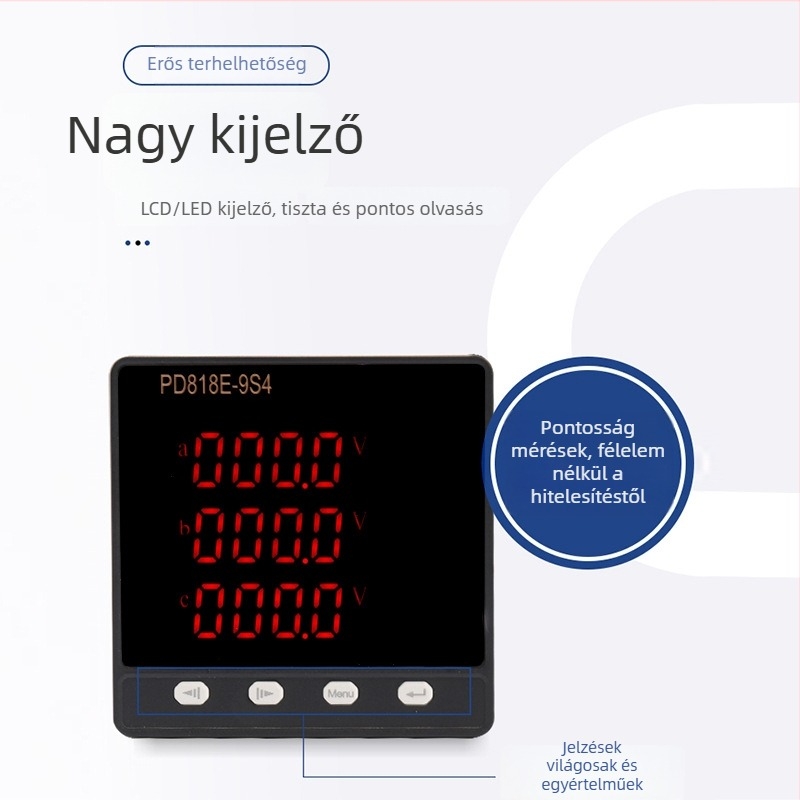 PD818E-9S4 Háromfázisú többfunkciós digitális teljesítménymérő, ampermérő és voltmérő, Rolandfu