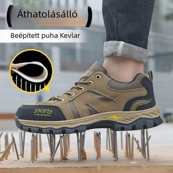 Uniszex munkavédelmi cipő, acél orral, ütés- és átszúrás elleni védelem, mikro szálas bőr + hálós felsőrész, lélegző négy évszakos kialakítás