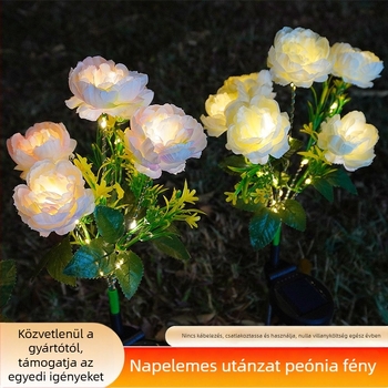 Napelemes peónia lámpa a kerthez, LED, IP65 vízálló, indukciós kapcsoló, 1W, üzemidő 6–12 óra