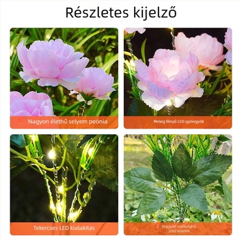 Napelemes peónia lámpa a kerthez, LED, IP65 vízálló, indukciós kapcsoló, 1W, üzemidő 6–12 óra