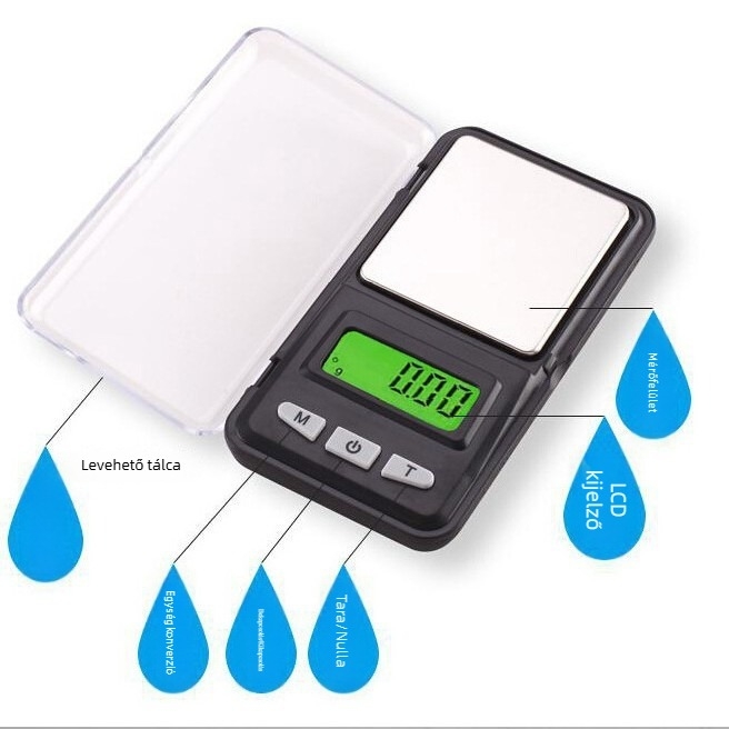 0,01 g-os Pontosságú Digitális Mérleg Ékszerek és Kis Tárgyakhoz, Hordozható Elektronikus Mérleg (500 g/0,1 g, 200 g/0,01 g, 100 g/0,01 g)