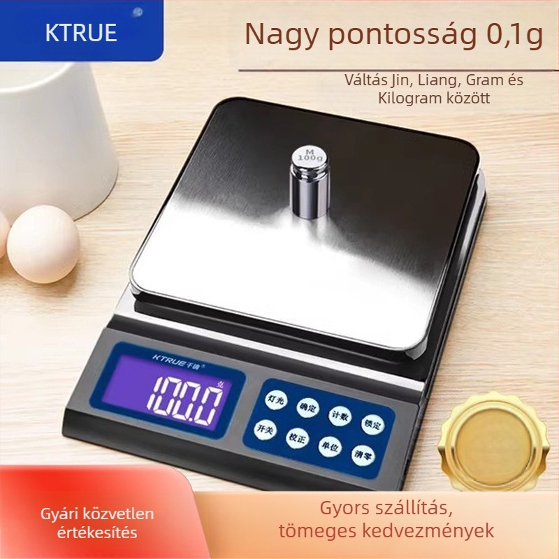 Magas pontosságú digitális mérleg otthoni használatra, kompakt konyhai mérleg sütéshez, gyógynövények, kávé és étele grammban