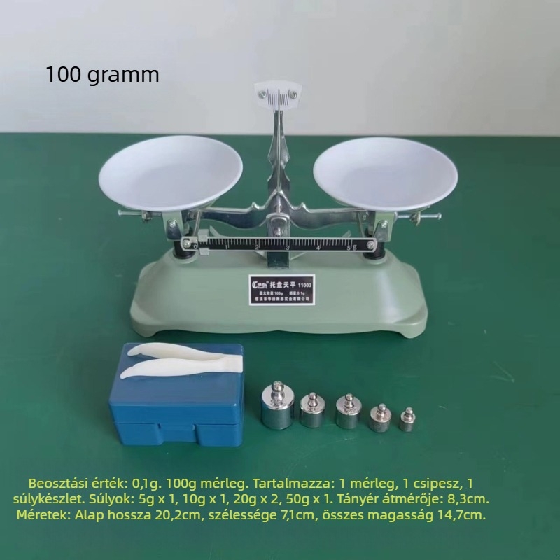 Tálas mérleg – súlykészlet 100 g, 200 g, 500 g, 1000 g, 2000 g és 5000 g oktatási fizika kísérletekhez