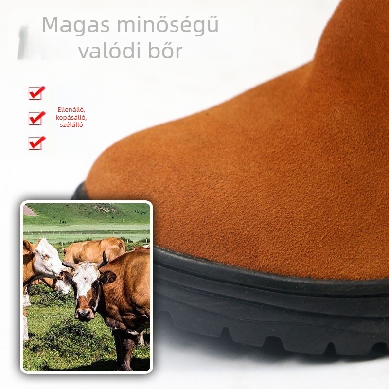 Tehénbőrből készült magas szárú bakancs acélorrú, ütésálló és lyukasztás elleni védelemmel, kopásálló és lélegző