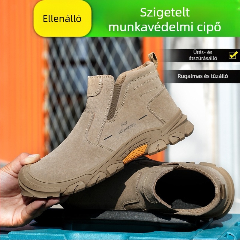 Magas védőmunkacipő téli fleece bélésével | acél orrtő, anti-ütés, anti-perforáció, anti-égés, Slip-On