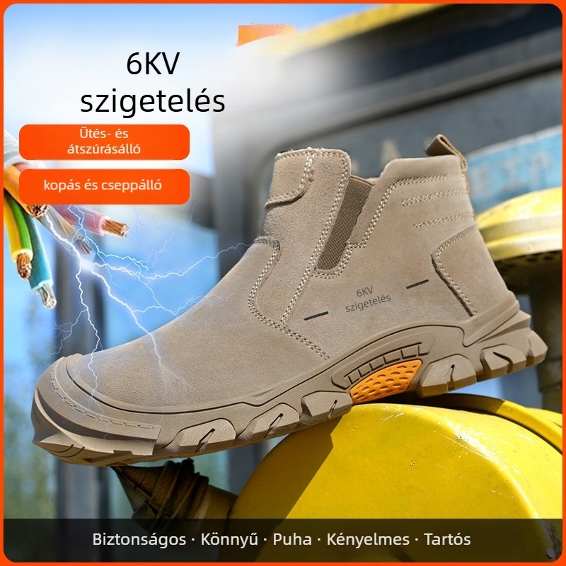 Magas védőmunkacipő téli fleece bélésével | acél orrtő, anti-ütés, anti-perforáció, anti-égés, Slip-On