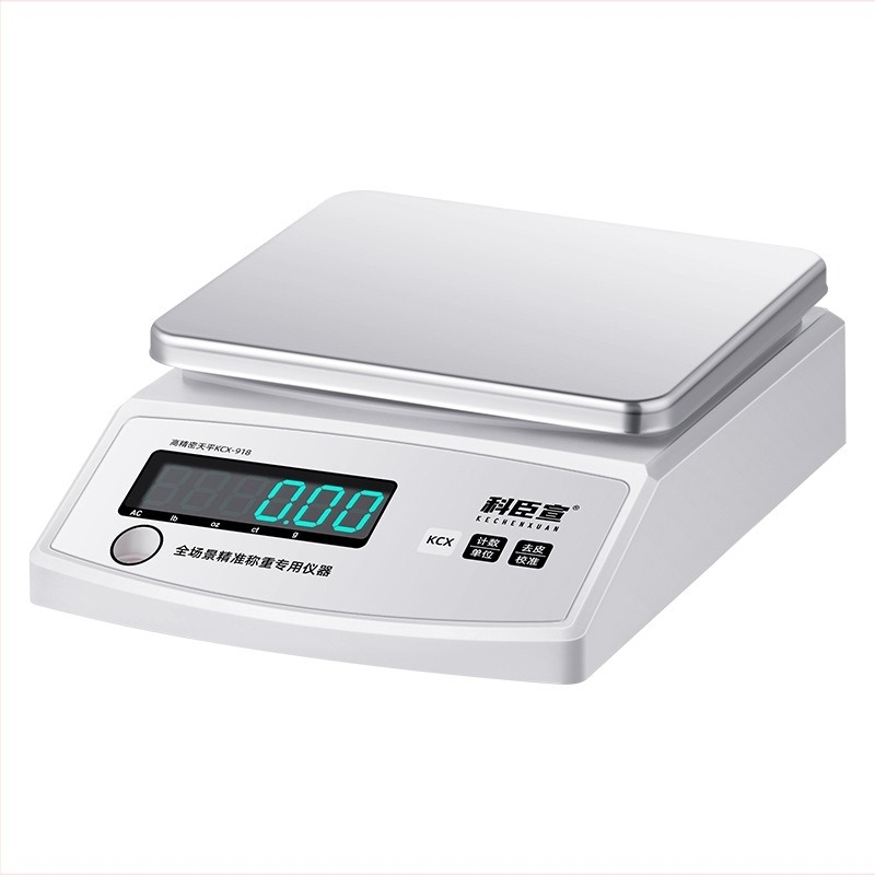 KCX-918 Elektronikus analitikai mérleg, 0.001 g felbontás, háztartási/kereskedelmi/ipari használat; tápegység: Li-ion akkumulátor és hálózati adapter