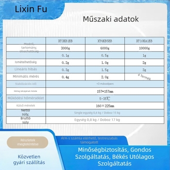 Precíziós elektronikus mérleg LCD kijelzővel, 0.1 g olvashatóság, maximális kapacitás 10000 g, fordítható mérőfelület, modellek 3KB1EB/6KB5EB/10KA1EB