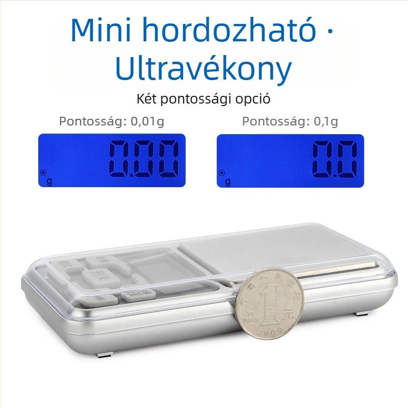 0,01 g pontosságú elektronikus mérleg – mini zsebméretű mérleg teához és ékszerekhez