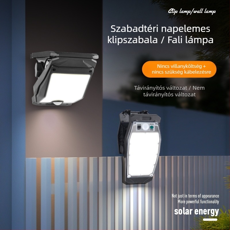 Napelemes kültéri klipszes lámpa induktív kapcsolóval, IP65, 24V, 3,7W, fehér fény, lámpa teraszra és kertre