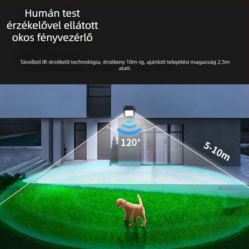 Napelemes kültéri klipszes lámpa induktív kapcsolóval, IP65, 24V, 3,7W, fehér fény, lámpa teraszra és kertre