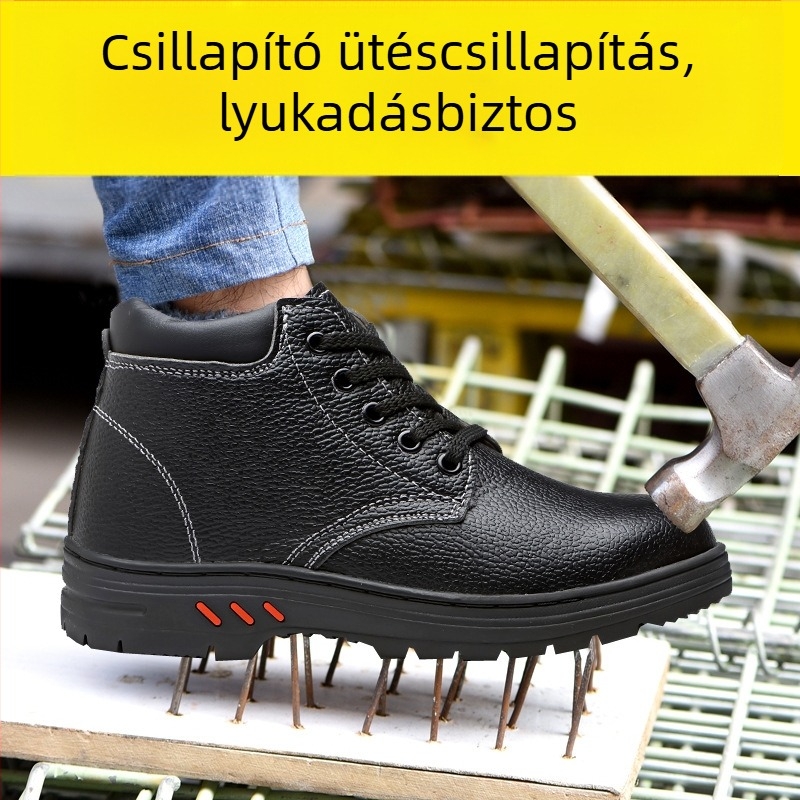 Magas szárú biztonsági cipő fleece béléssel, acél orral — átszúródásálló, ütésálló