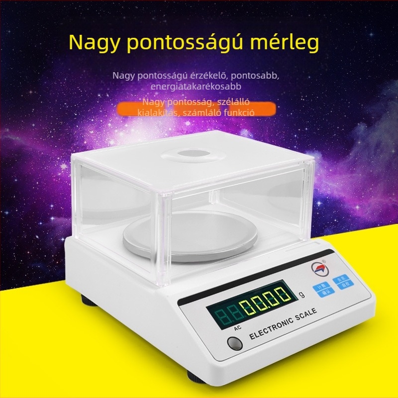 Magas pontosságú elektronikus mérleg 0.001 g – laboratóriumi, ékszer és gyógyszeranyag mérleg