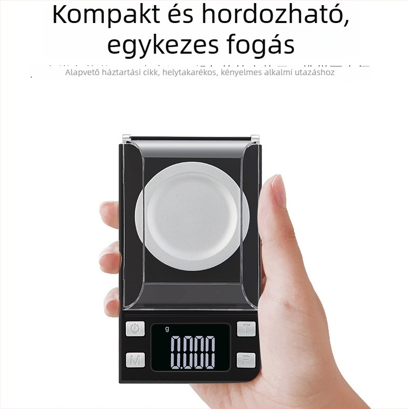 Mini zseb elektronikus mérleg 0.001 g, ékszerekhez és karátméréshez