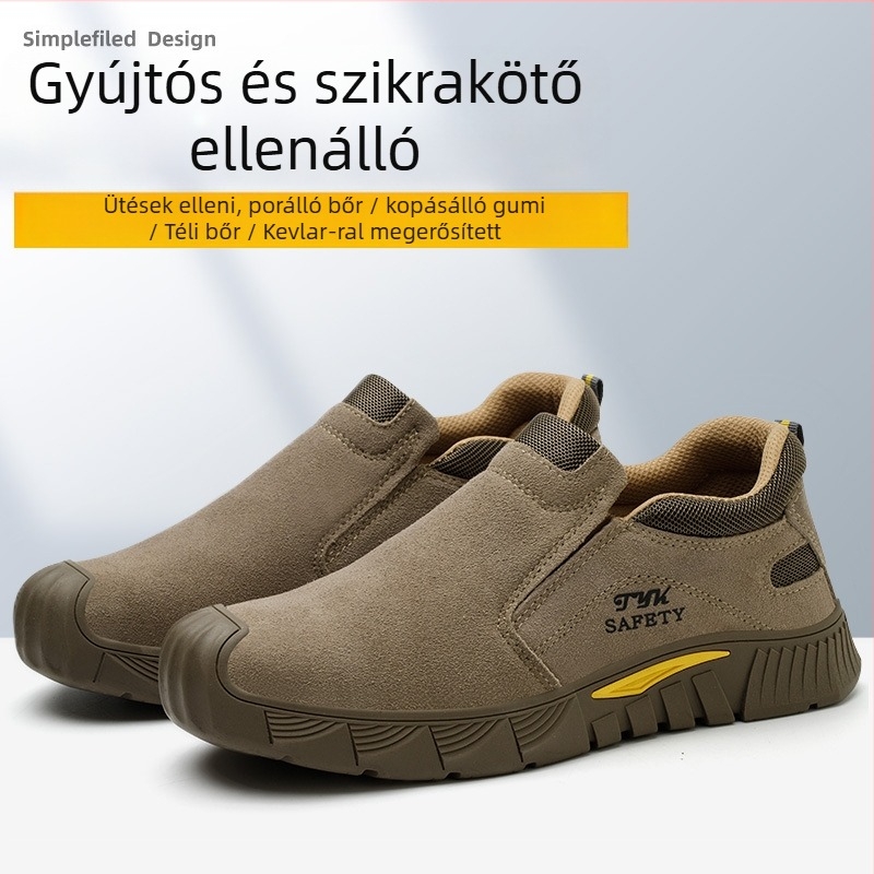 Slip-On hegesztőbiztonsági cipő acélorrúval, ütésálló, átszúrás elleni védelem, suede bőr, lélegző