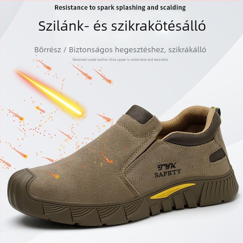 Slip-On hegesztőbiztonsági cipő acélorrúval, ütésálló, átszúrás elleni védelem, suede bőr, lélegző