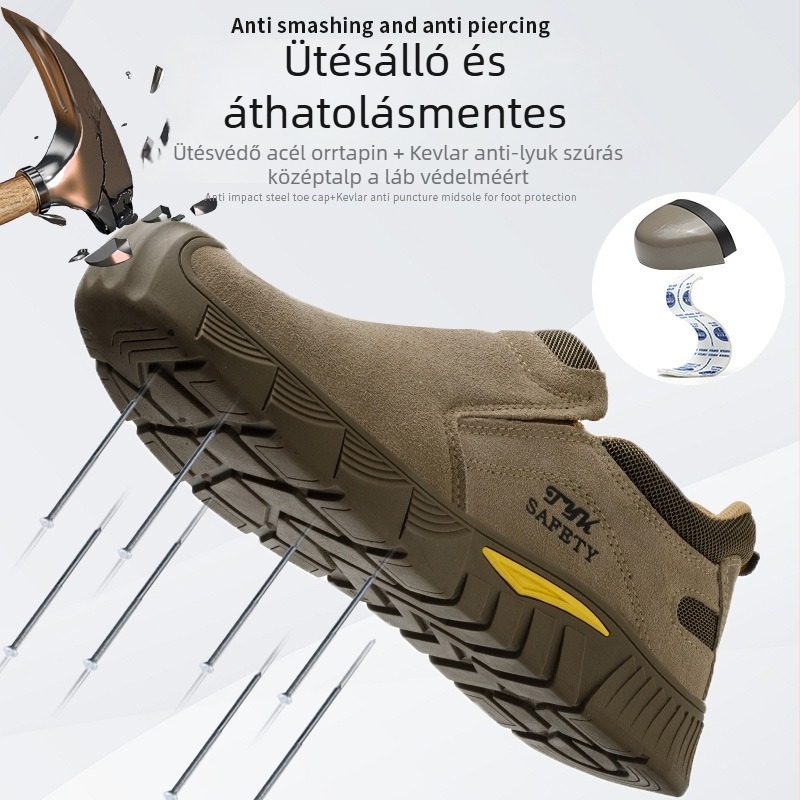 Slip-On hegesztőbiztonsági cipő acélorrúval, ütésálló, átszúrás elleni védelem, suede bőr, lélegző