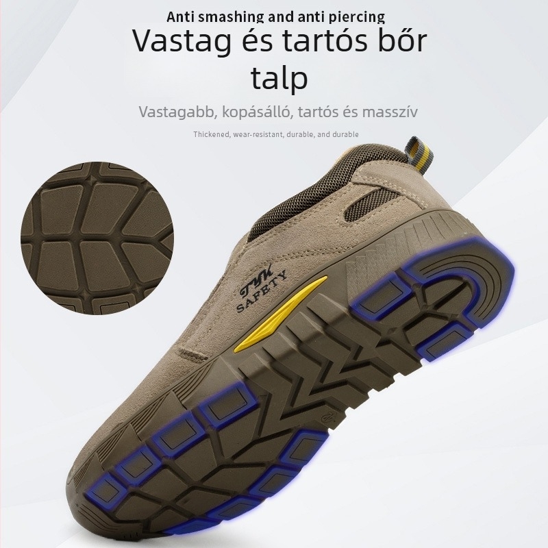 Slip-On hegesztőbiztonsági cipő acélorrúval, ütésálló, átszúrás elleni védelem, suede bőr, lélegző