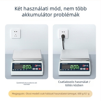 TB001 elektronikus laboratóriumi mérleg, precizitás 0,001 g, kapacitás 10 kg, minimális mérés 0,2 g, kijelző felbontása 0,1 g