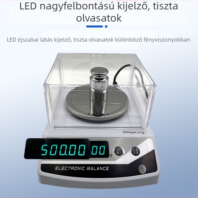Pu Chun JE2002 Elektronikus mérleg – nagy pontosságú számoló mérleg, 0,1–60 kg tartomány, akkumulátoros működés