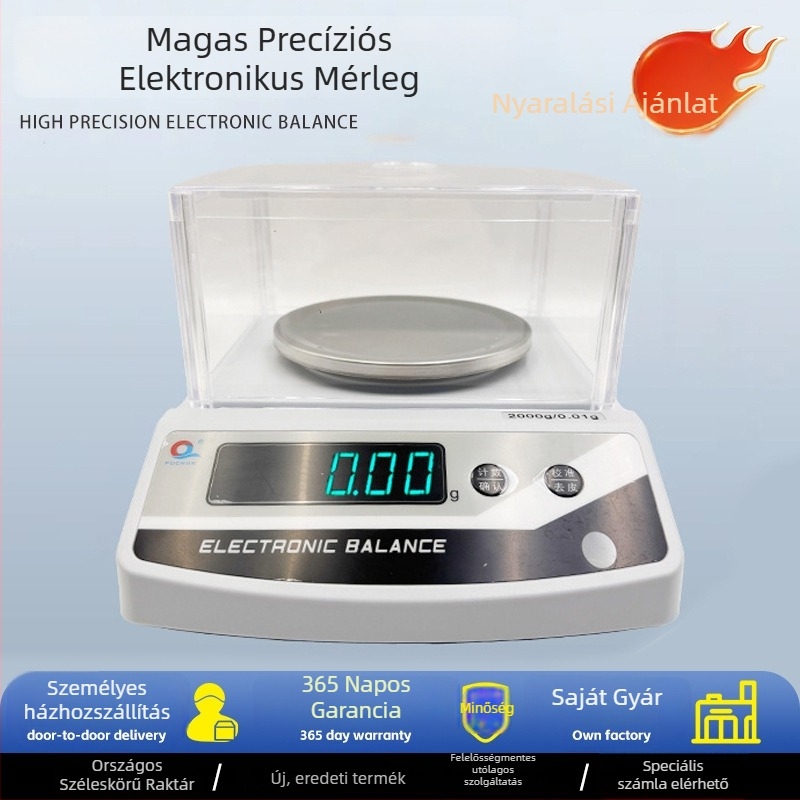 Pu Chun JE2002 Elektronikus mérleg – nagy pontosságú számoló mérleg, 0,1–60 kg tartomány, akkumulátoros működés