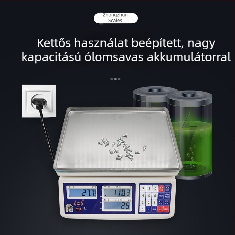 TSC-C digitális számoló mérleg, 30 kg teherbírás, 0,01 g pontosság, ipari elektronikus mérleg