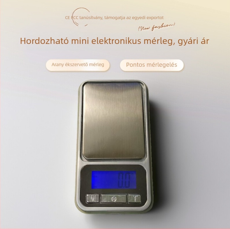 Elektronikus zsebméretű mérleg, modell Zhh-dtp 500g 0.01g, Mérési tartomány 50–2000 g, elektronikus mérés, akkumulátoros működés, többfunkciós