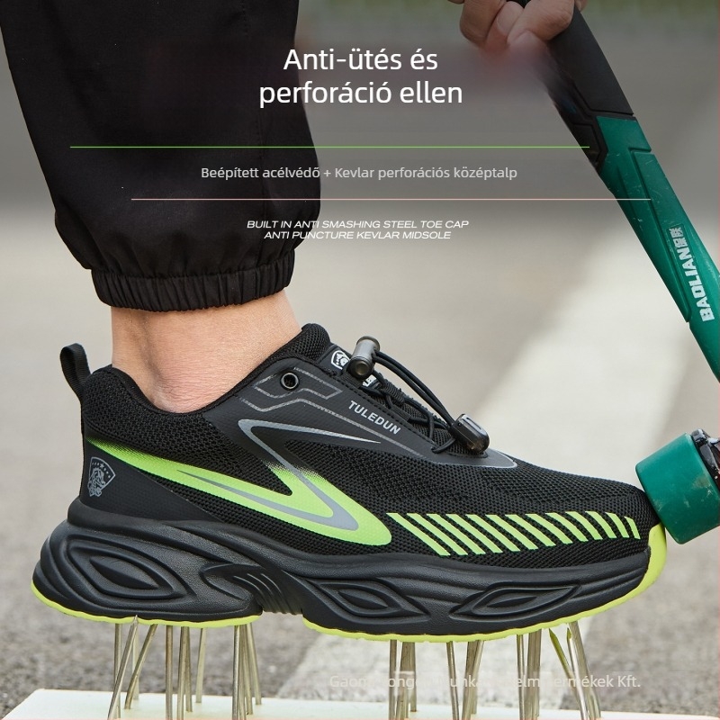 Acélorrú védőcipő, ütésálló és átszúrás elleni védelem, slip-on, alacsony felső rész, hálós felső