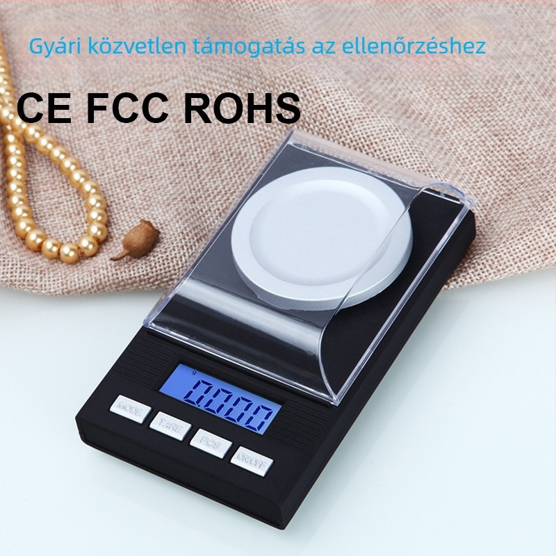 CX-128 zsebméretű ékszermérleg, 0.001 g pontosság, karátmérés, kompakt elektronikus gramm mérleg
