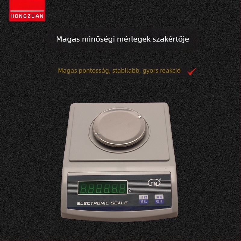 JM-A elektronikus mérleg, 0,01 g felbontás, 3000 g teherbírás, laboratóriumi kísérletekhez, kémiai iparhoz, gépészethez és bányászathoz