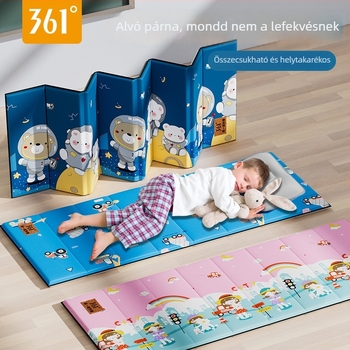 361° Gyermekek iskolai napmatrac, összecsukható, nedvességálló és hűsítő padlóra; Súlya kb. 0.5 kg; Anyagok: tiszta pamut, gyöngyház pamut, ezüst bevonatú Oxford vászon