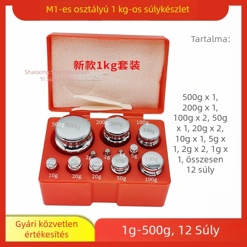 Standard M1 osztályú diák elektronikus mérleg kalibráló súlyok készlet, 1 g–500 g, egyesített készlet, összesen 1 kg