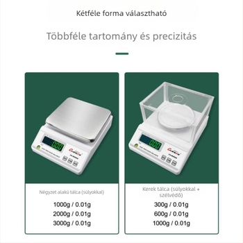 Elektronikus mérleg 0,01 g, laboratóriumi precíziós mérleg, kompakt asztali mérleg otthoni és kereskedelmi használatra