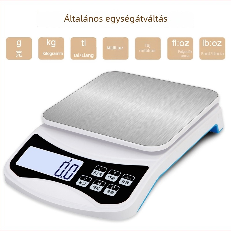 Új modellű elektronikus konyhai mérleg, 0,1 g pontosság, kompakt asztali mérleg, 10 kg kapacitás
