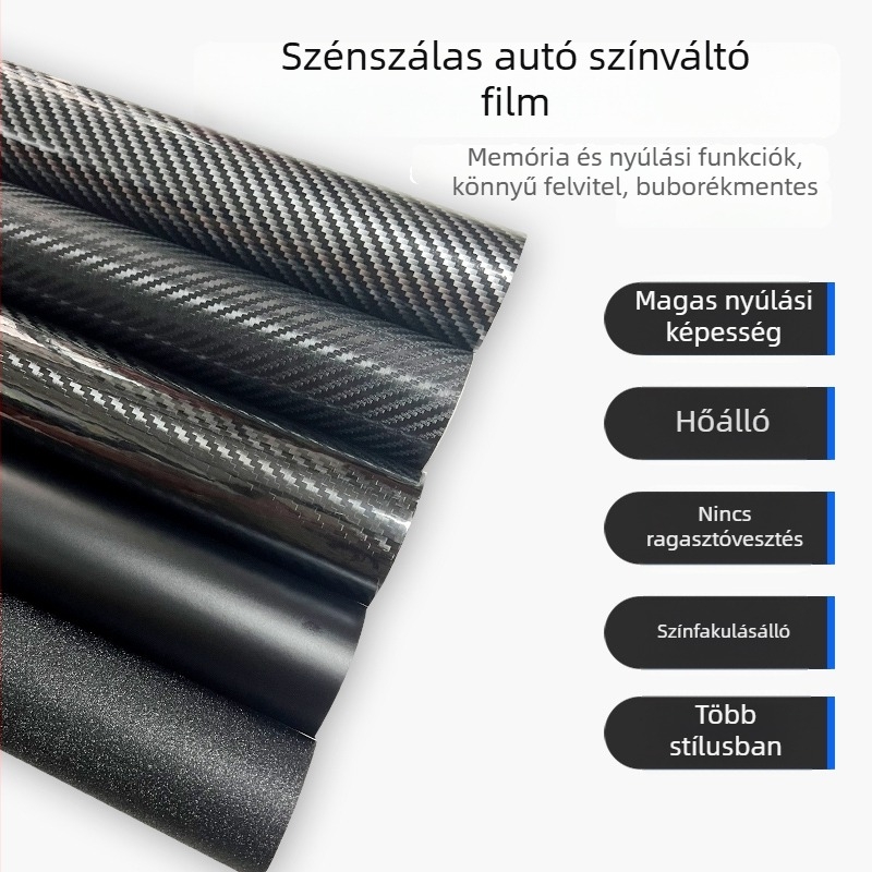 Autó színváltoztató fólia szénszálas textúrával, PVC bevonattal, matt felülettel, teljes autóra alkalmazható