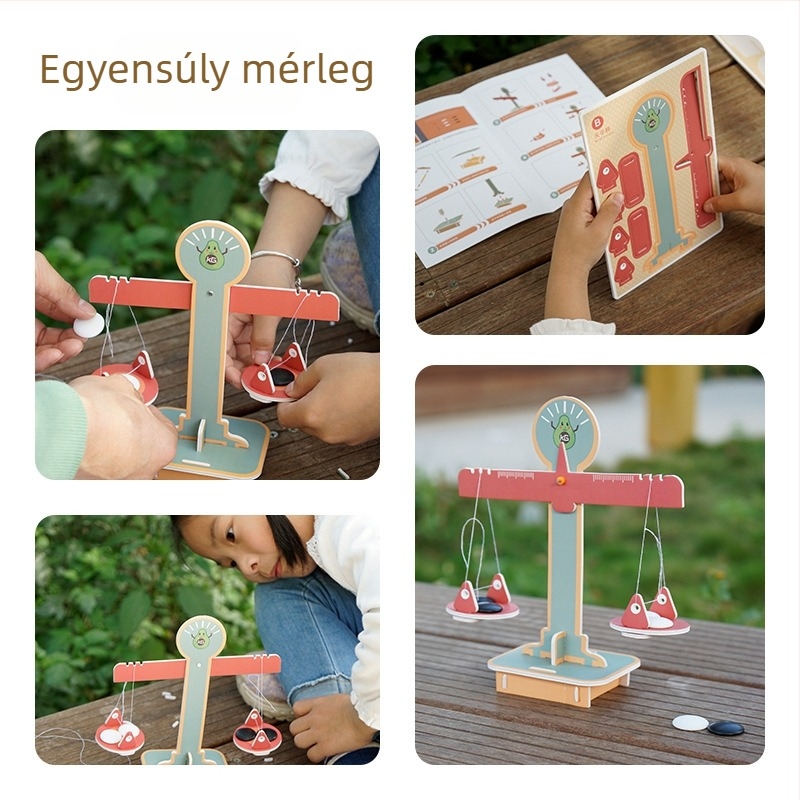 Fizika oktató játék DIY papírból készült készlet, amely bemutatja a kar elvét, 7–14 éveseknek