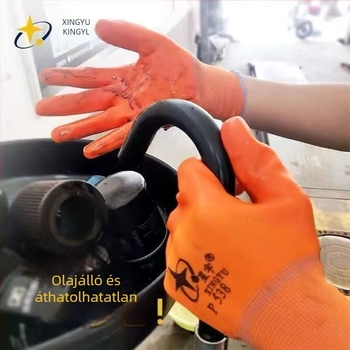 Xingyu P538 12 pár narancs PVC munkavédelmi kesztyű építkezésre, kopásálló, csúszásmentes, vízálló