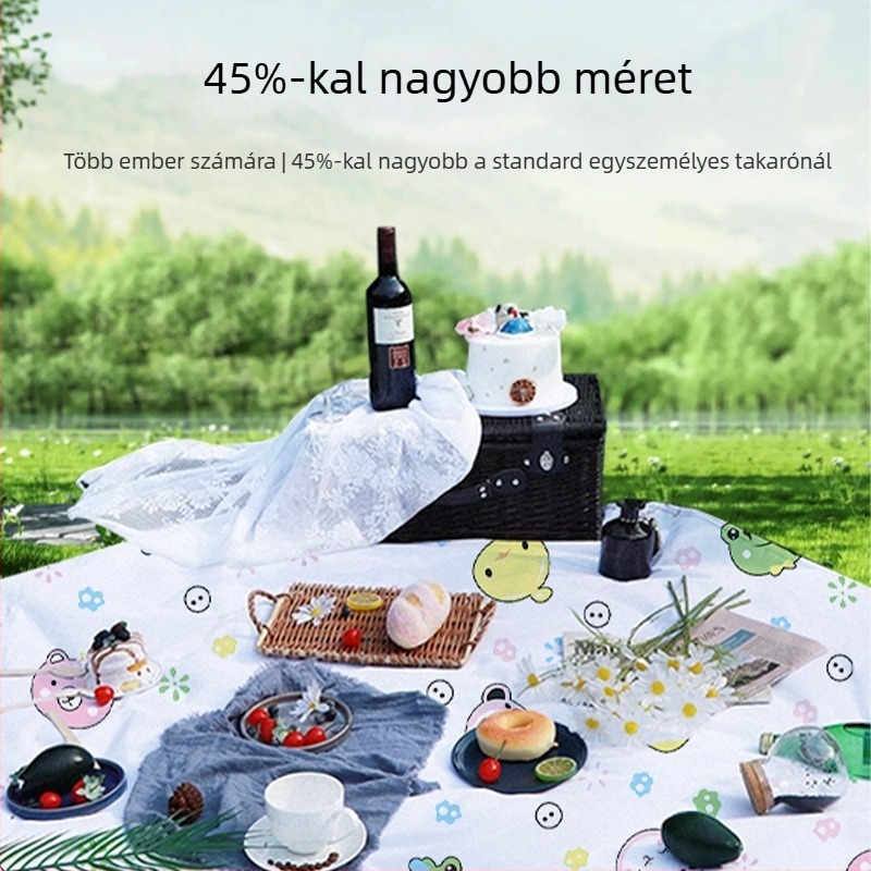Szabadban használható egyszer használatos piknik matrac – nedvességálló, hordozható, vastag vízálló talajmatrac kempingezéshez; 90% nem szőtt textília + 10% PE, PVC vízálló réteg