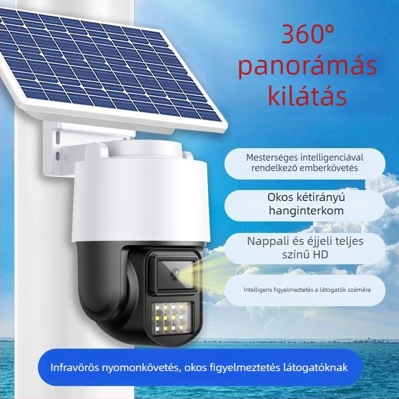 AOV Napelemes kamera, 360° látómező, nappal/éjjel, egész napos videó, ultra hosszú készenléti üzemmód
