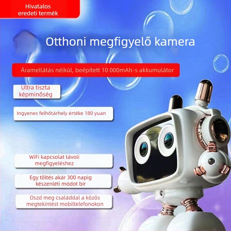 AI-alapú WiFi felügyeleti kamera (1080p, 3,6 mm objektív, éjjellátó, beépített mikrofon, lopásriasztás)