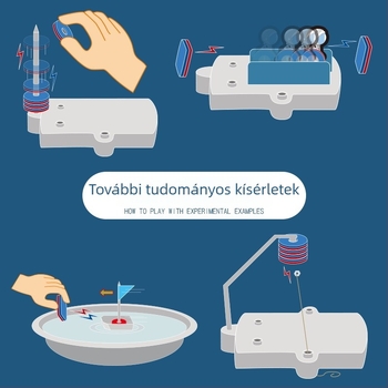 Youbei Fizika oktató játék: mágnesesen lebegő vonat elektromágneses indukcióval, műanyagból, színes dobozos csomagolásban, 7–14 éveseknek