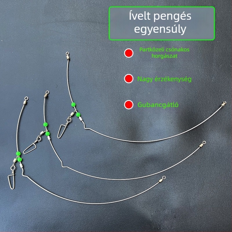 Rozsdamentes acél tengeri horgászkészlet ívelt pengével és kiegyensúlyozóval, közeli és nyílt tengeri horgászathoz hajóról, csomózás elleni védelem, külön horogtartó