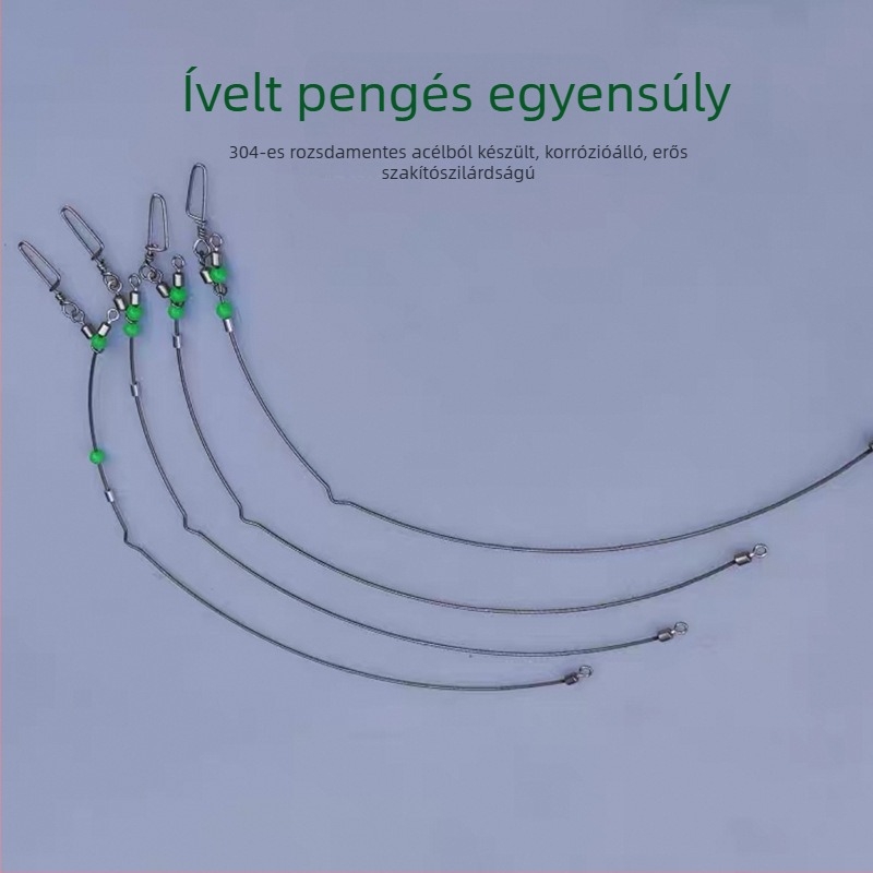 Rozsdamentes acél tengeri horgászkészlet ívelt pengével és kiegyensúlyozóval, közeli és nyílt tengeri horgászathoz hajóról, csomózás elleni védelem, külön horogtartó