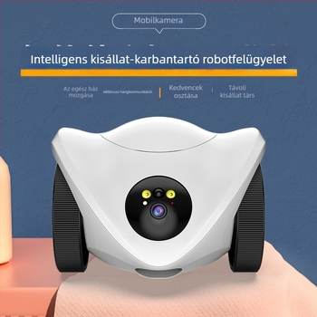 Háziállat-figyelő és etető robot éjszakai látással és kétirányú beszélgetéssel, belső használatra; ABS; tömeg 1000 g; -5℃～60℃; Háttérvilágítás-kompenzáció