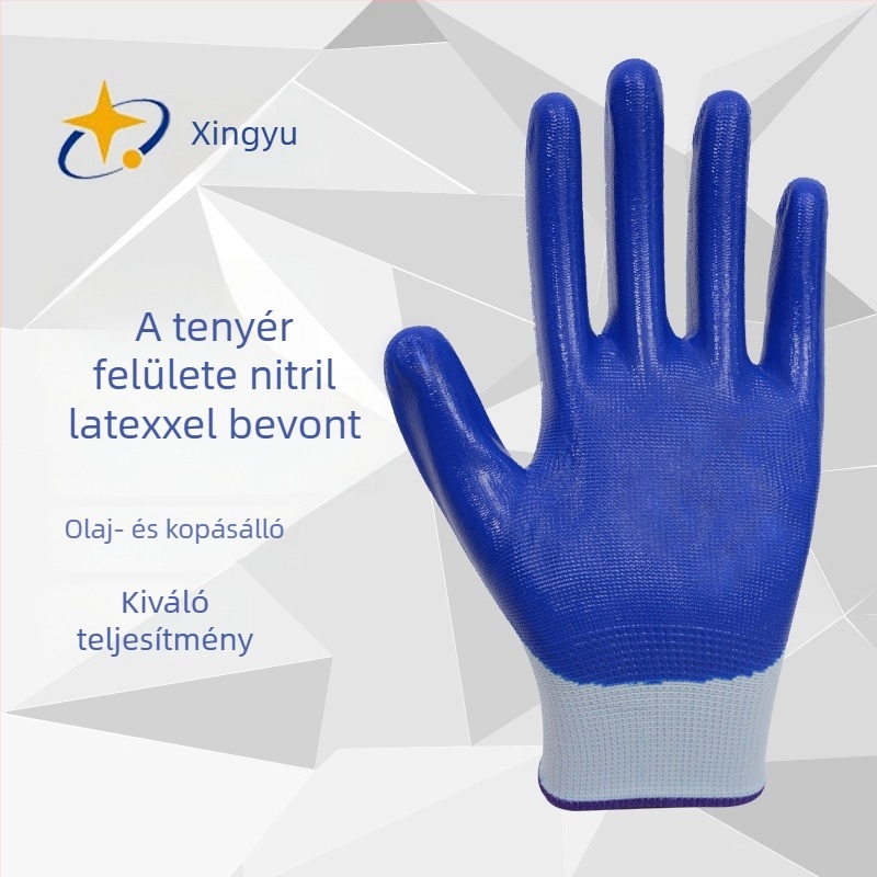 12 pár nitril kesztyű építőiparhoz – csúszásmentes, kopásálló, védő