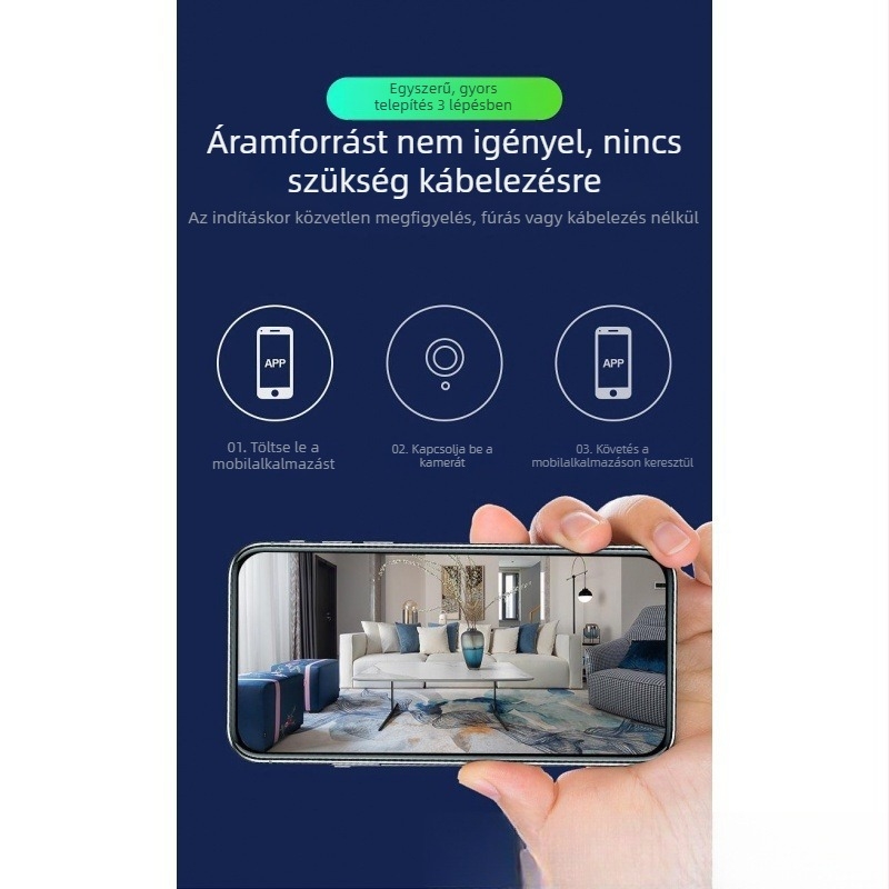 Vezeték nélküli kamera 3,6 mm-es széles látószögű objektívvel, mobilalkalmazás-támogatás, interkom és felvétel