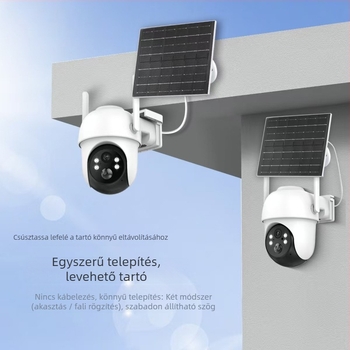 WiFi felhőkamera, napelemes, 4MP, éjszakai látás, távoli hozzáférés mobilon, kültéri mozgásérzékelés
